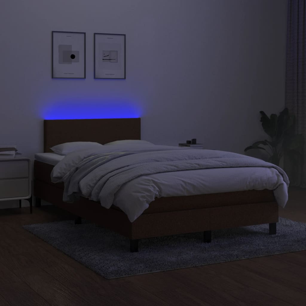 Sommier à lattes de lit matelas et LED marron foncé 120x190 cm - XIOS
