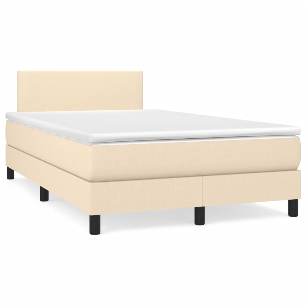 Sommier à lattes de lit matelas et LED crème 120x190 cm tissu - XIOS