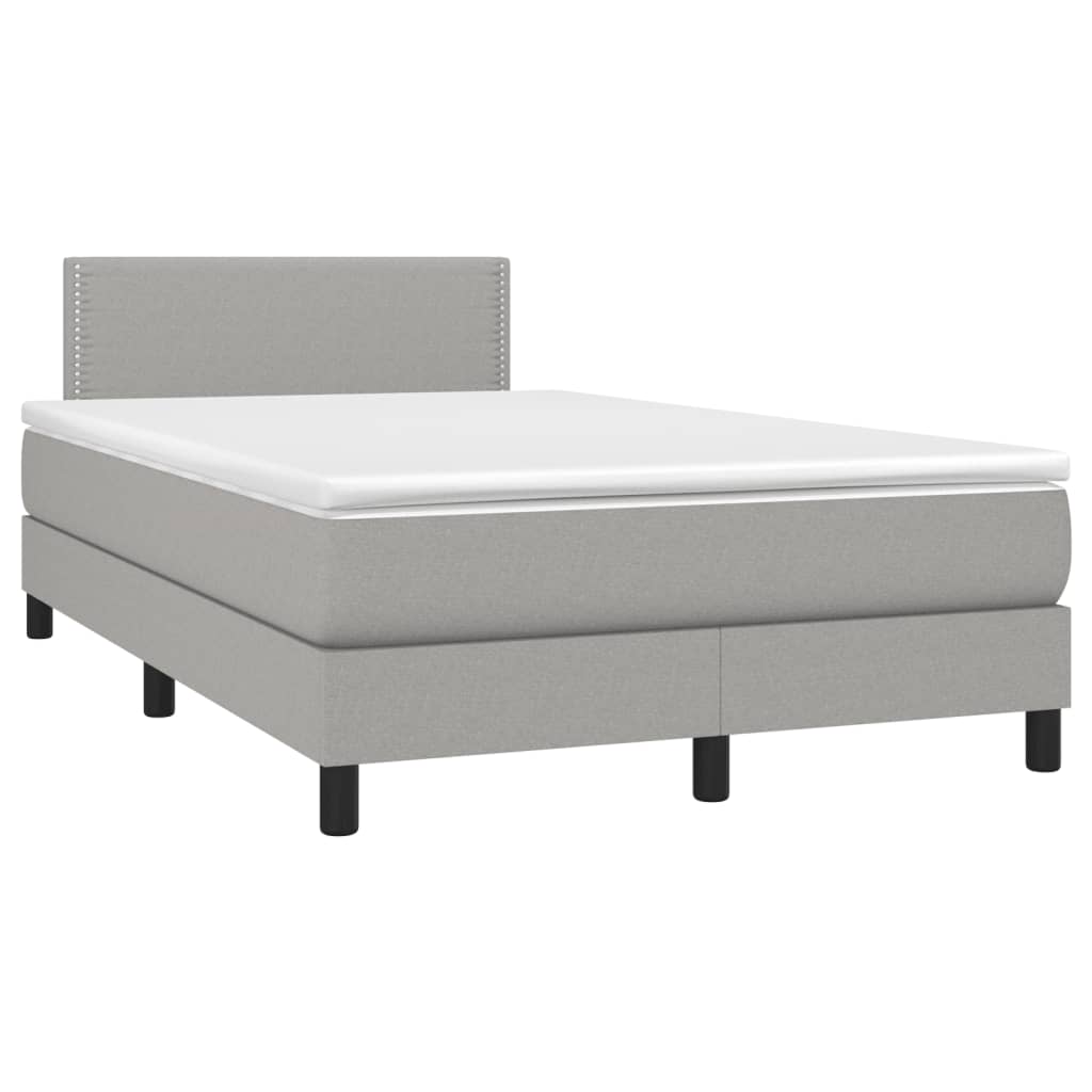 Sommier à lattes de lit matelas LED gris clair 120x190 cm tissu - XIOS
