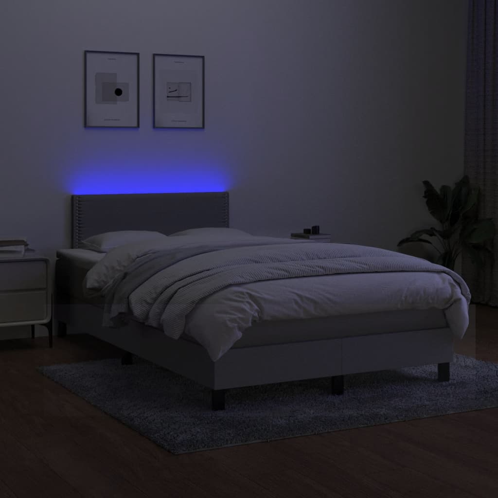 Sommier à lattes de lit matelas LED gris clair 120x190 cm tissu - XIOS