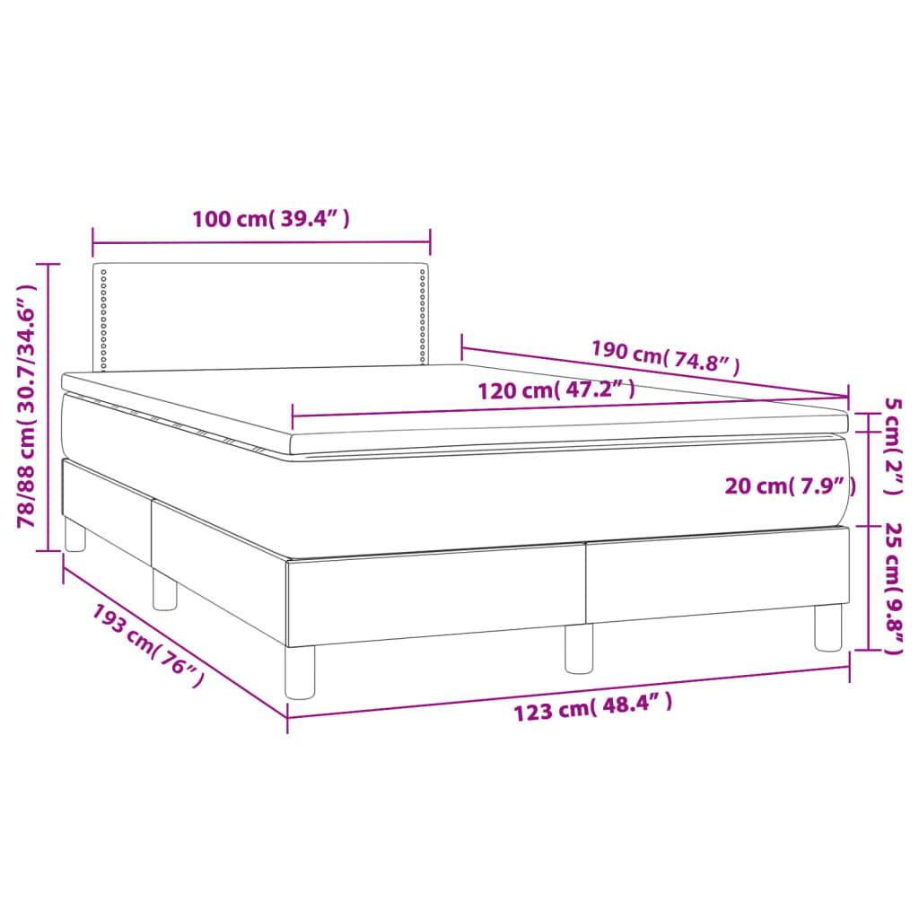 Sommier à lattes de lit matelas LED gris clair 120x190 cm tissu - XIOS