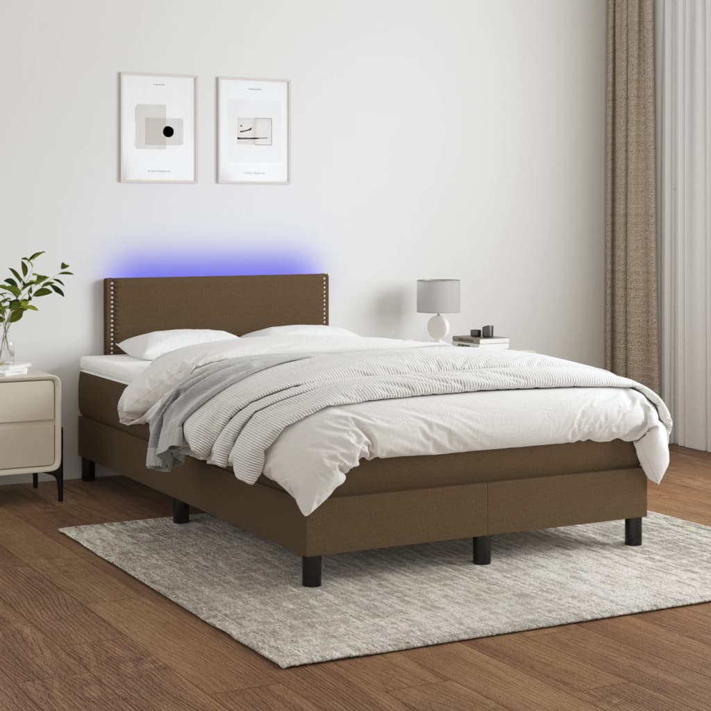 Sommier à lattes de lit matelas et LED marron foncé 120x190 cm - XIOS