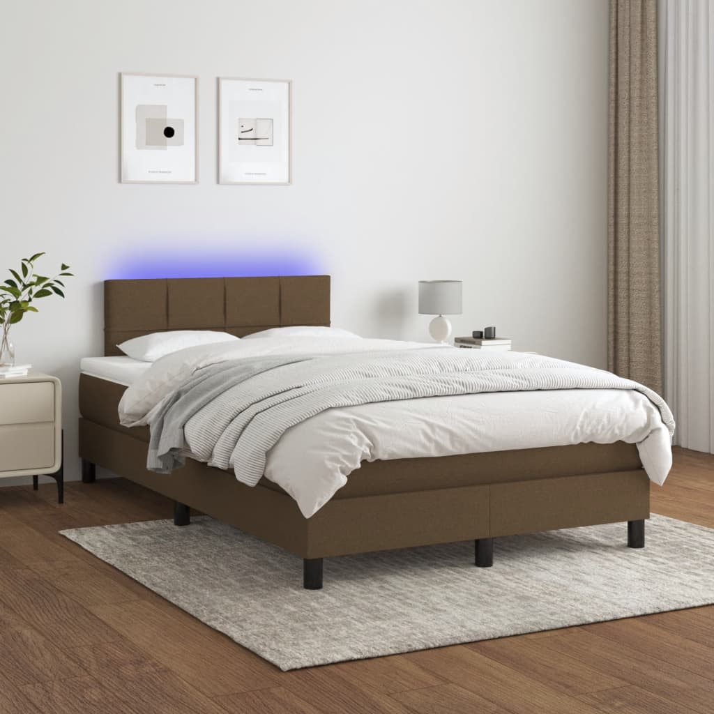 Sommier à lattes de lit matelas et LED marron foncé 120x190 cm - XIOS