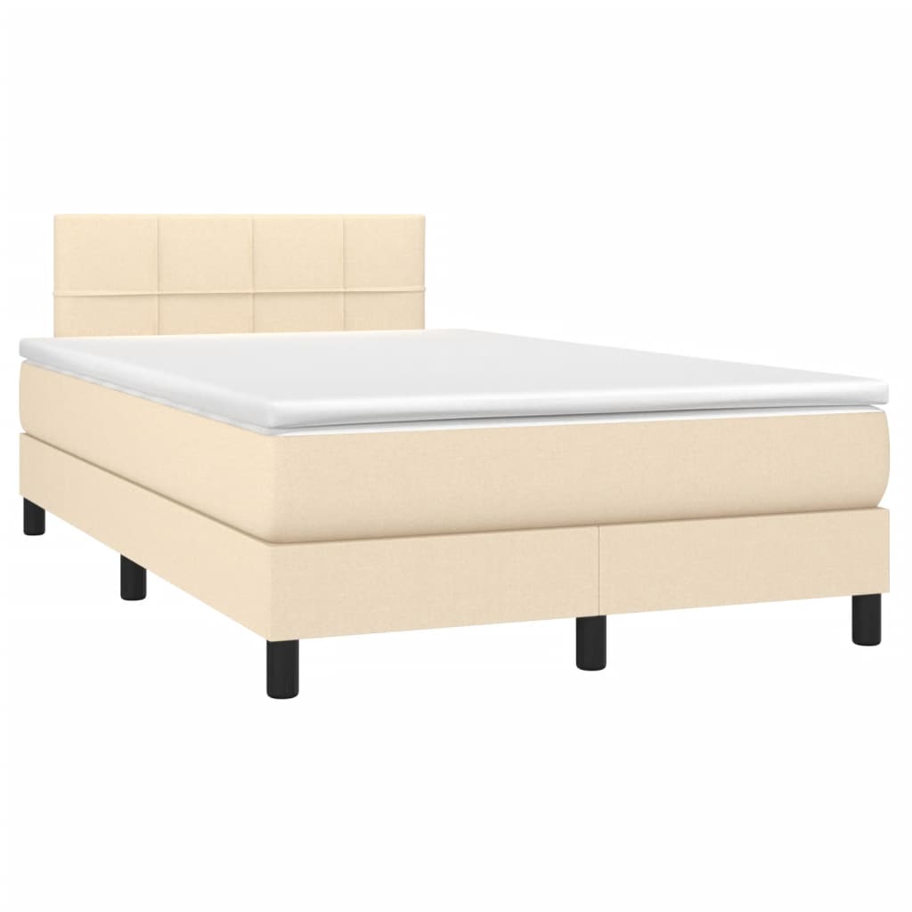 Sommier à lattes de lit matelas et LED crème 120x190 cm tissu - XIOS