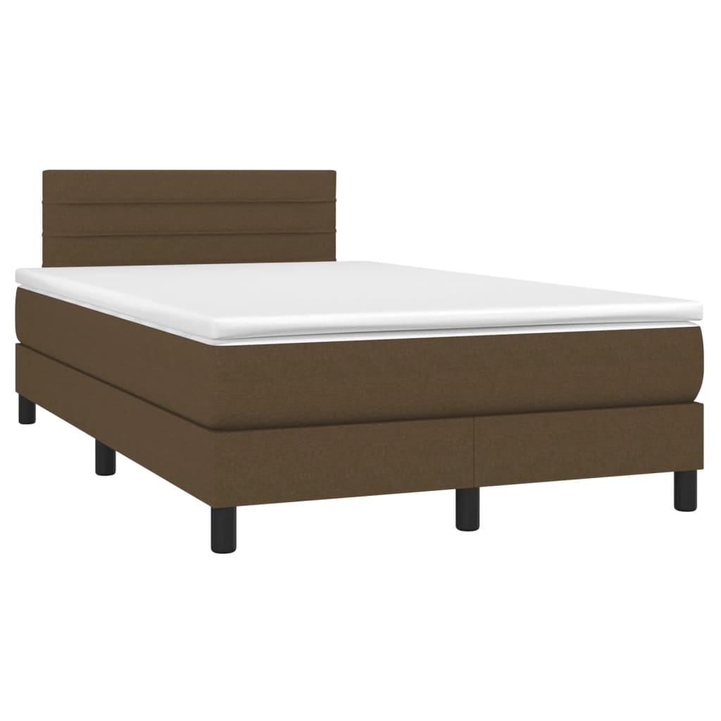 Sommier à lattes de lit matelas et LED marron foncé 120x190 cm - XIOS
