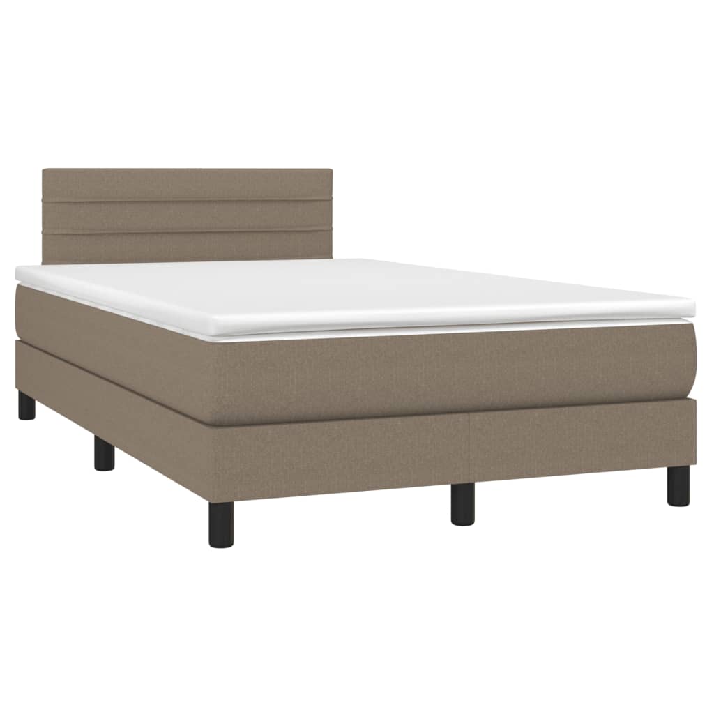 Sommier à lattes de lit matelas et LED taupe 120x190 cm tissu - XIOS