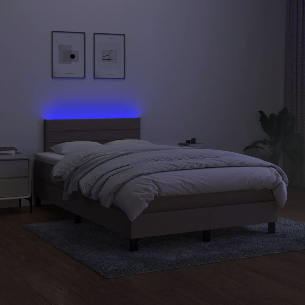 Sommier à lattes de lit matelas et LED taupe 120x190 cm tissu - XIOS