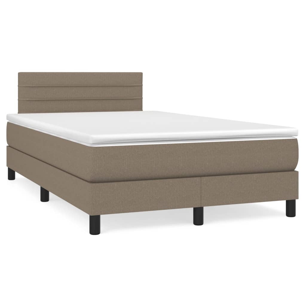 Sommier à lattes de lit matelas et LED taupe 120x190 cm tissu - XIOS