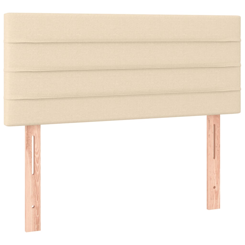 Sommier à lattes de lit matelas et LED crème 120x190 cm tissu - XIOS