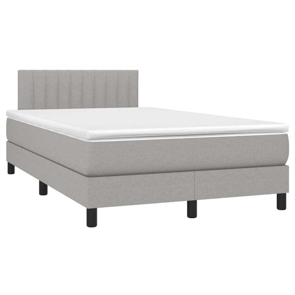 Sommier à lattes de lit matelas LED gris clair 120x190 cm tissu - XIOS