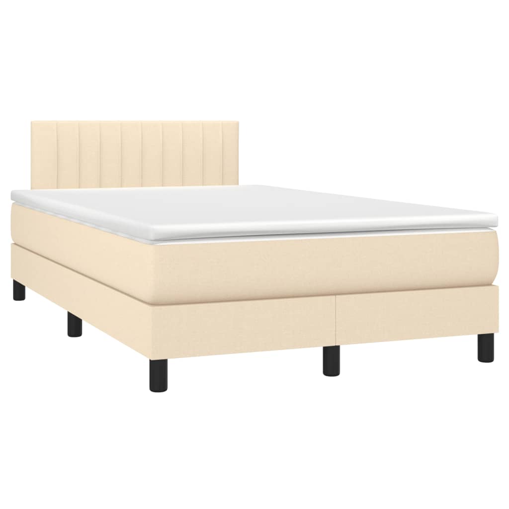 Sommier à lattes de lit matelas et LED crème 120x190 cm tissu - XIOS