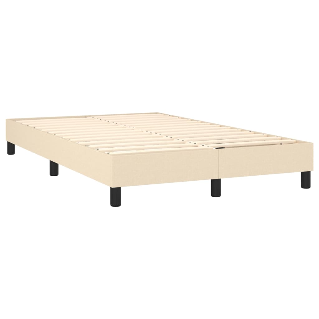 Sommier à lattes de lit matelas et LED crème 120x190 cm tissu - XIOS
