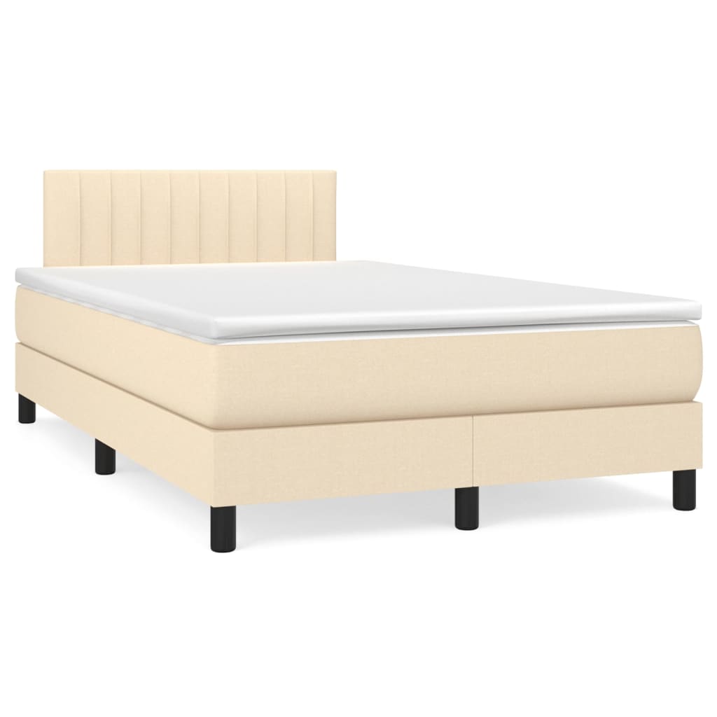Sommier à lattes de lit matelas et LED crème 120x190 cm tissu - XIOS