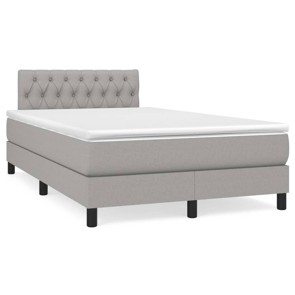 Sommier à lattes de lit matelas LED gris clair 120x190 cm tissu - XIOS