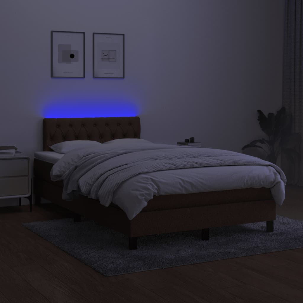 Sommier à lattes de lit matelas et LED marron foncé 120x190 cm - XIOS