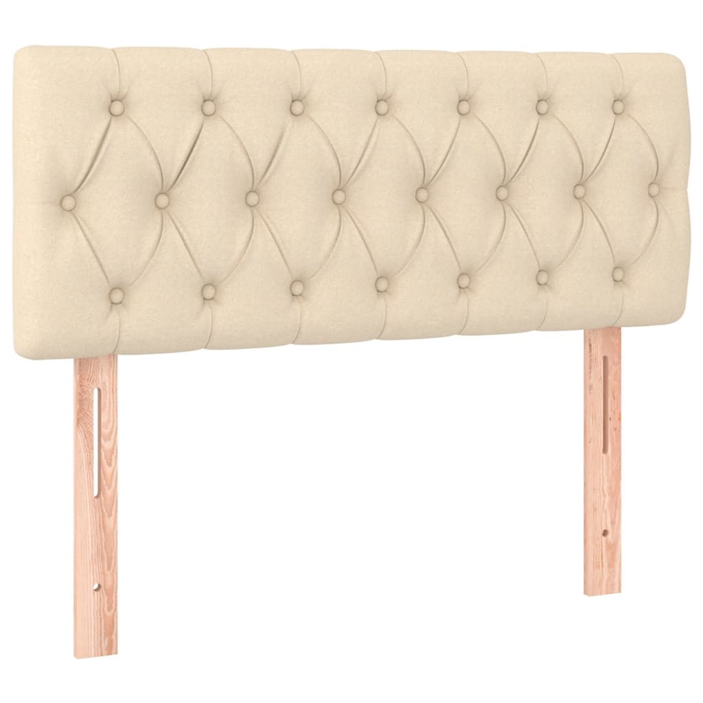 Sommier à lattes de lit matelas et LED crème 120x190 cm tissu - XIOS