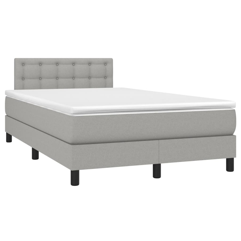 Sommier à lattes de lit matelas LED gris clair 120x190 cm tissu - XIOS