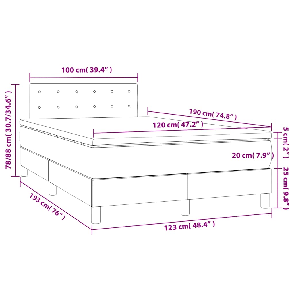 Sommier à lattes de lit matelas et LED noir 120x190 cm tissu - XIOS