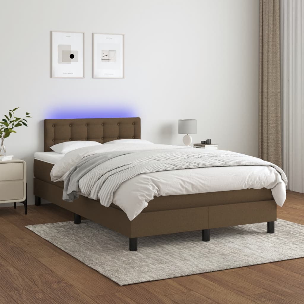 Sommier à lattes de lit matelas et LED marron foncé 120x190 cm - XIOS