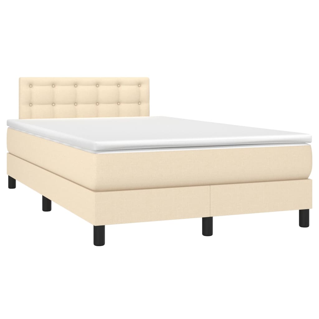 Sommier à lattes de lit matelas et LED crème 120x190 cm tissu - XIOS