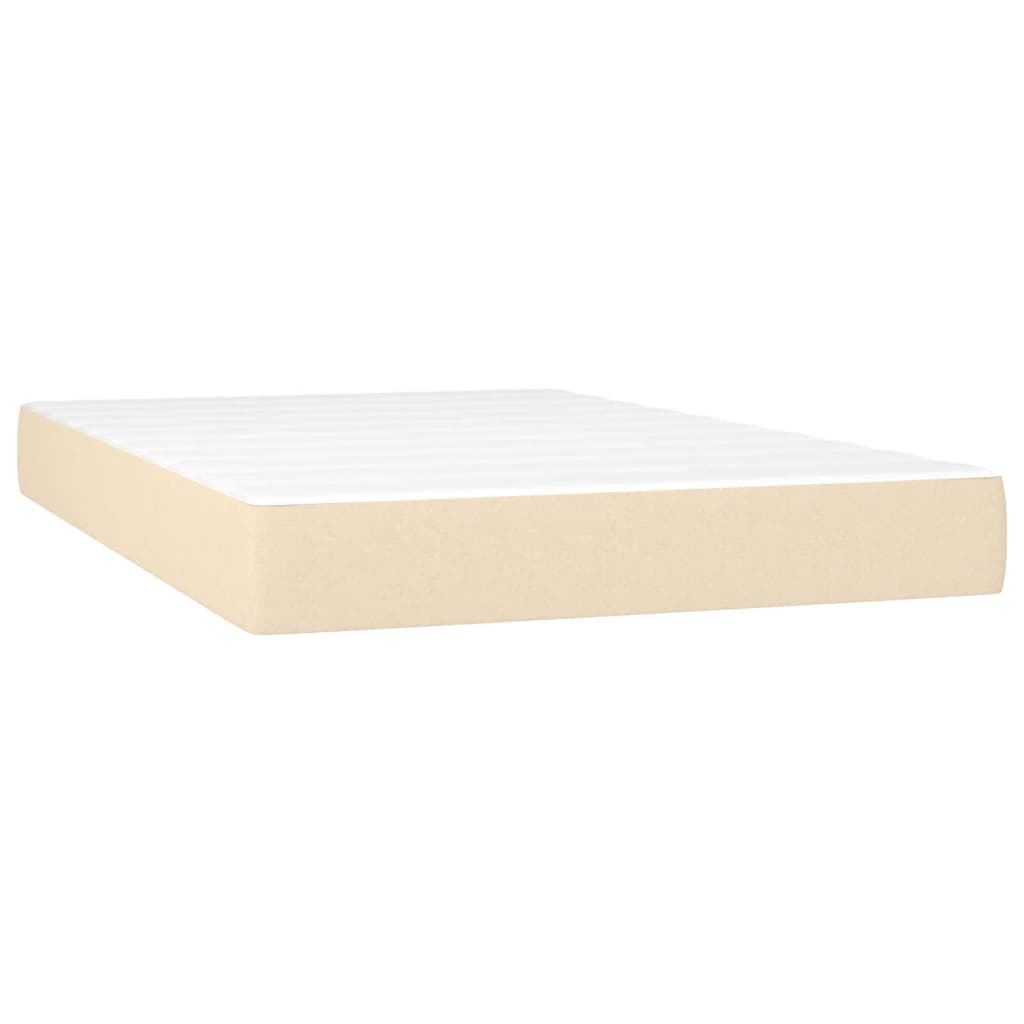 Sommier à lattes de lit matelas et LED crème 120x190 cm tissu - XIOS