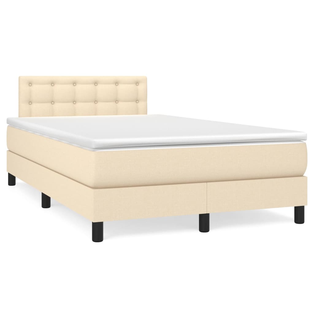 Sommier à lattes de lit matelas et LED crème 120x190 cm tissu - XIOS