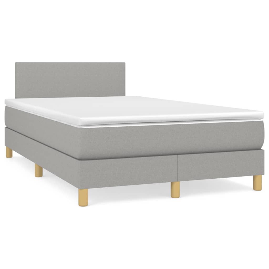 Sommier à lattes de lit matelas LED gris clair 120x190 cm tissu - XIOS
