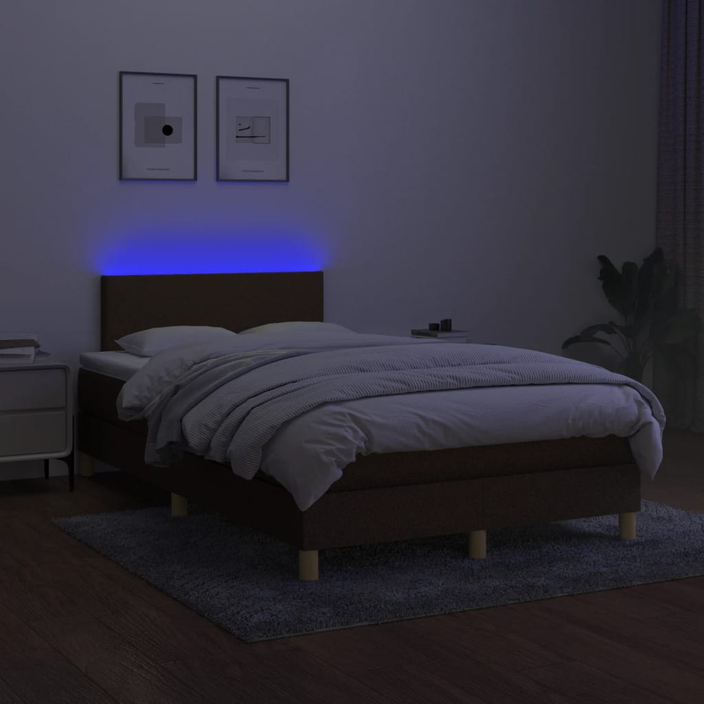 Sommier à lattes de lit matelas et LED marron foncé 120x190 cm - XIOS