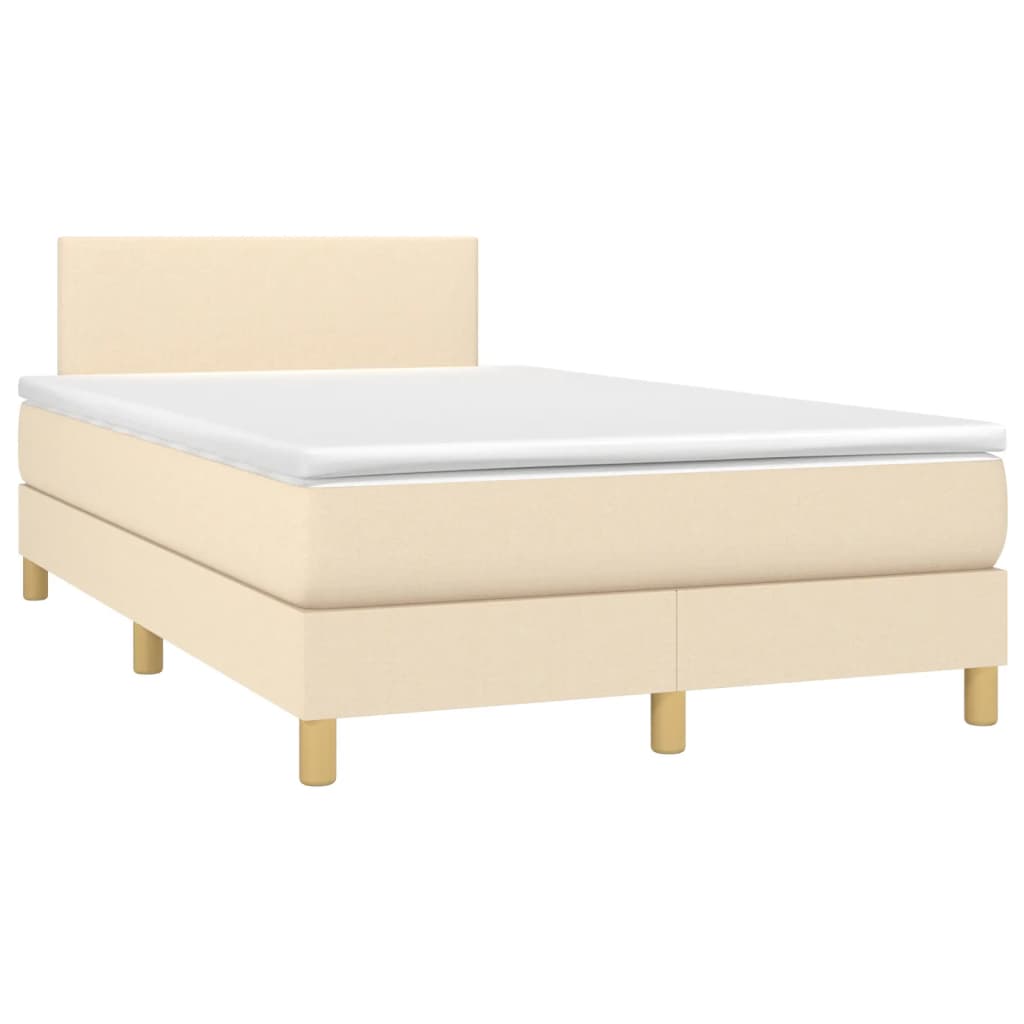 Sommier à lattes de lit matelas et LED crème 120x190 cm tissu - XIOS