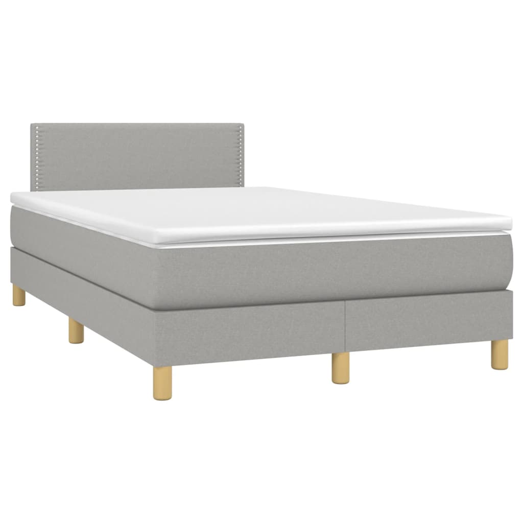 Sommier à lattes de lit matelas LED gris clair 120x190 cm tissu - XIOS