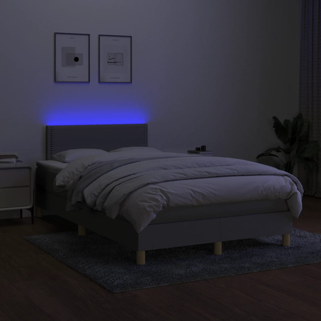 Sommier à lattes de lit matelas LED gris clair 120x190 cm tissu - XIOS