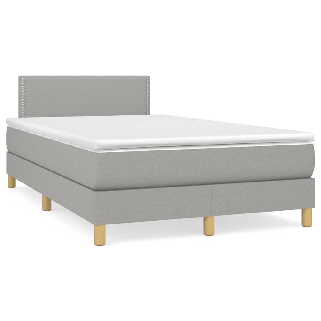 Sommier à lattes de lit matelas LED gris clair 120x190 cm tissu - XIOS