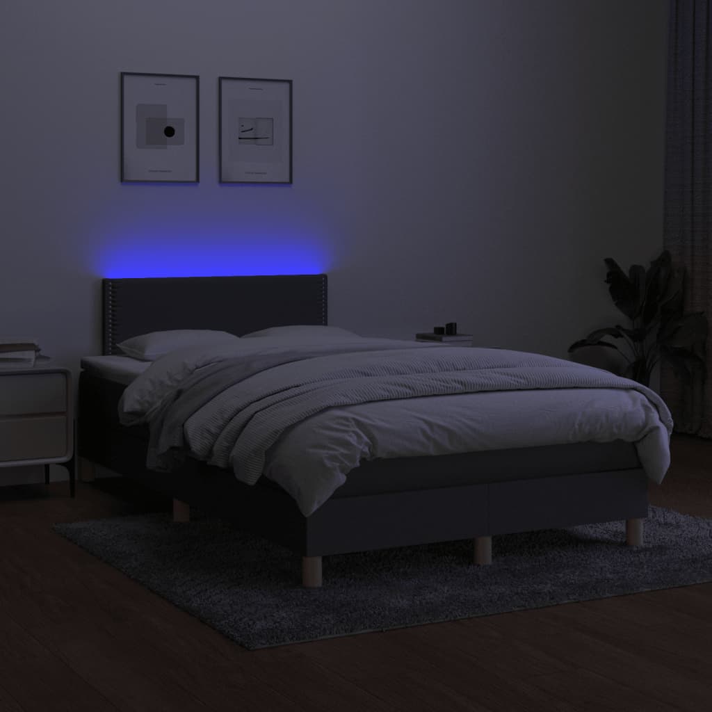 Sommier à lattes de lit matelas LED gris foncé 120x190 cm tissu - XIOS