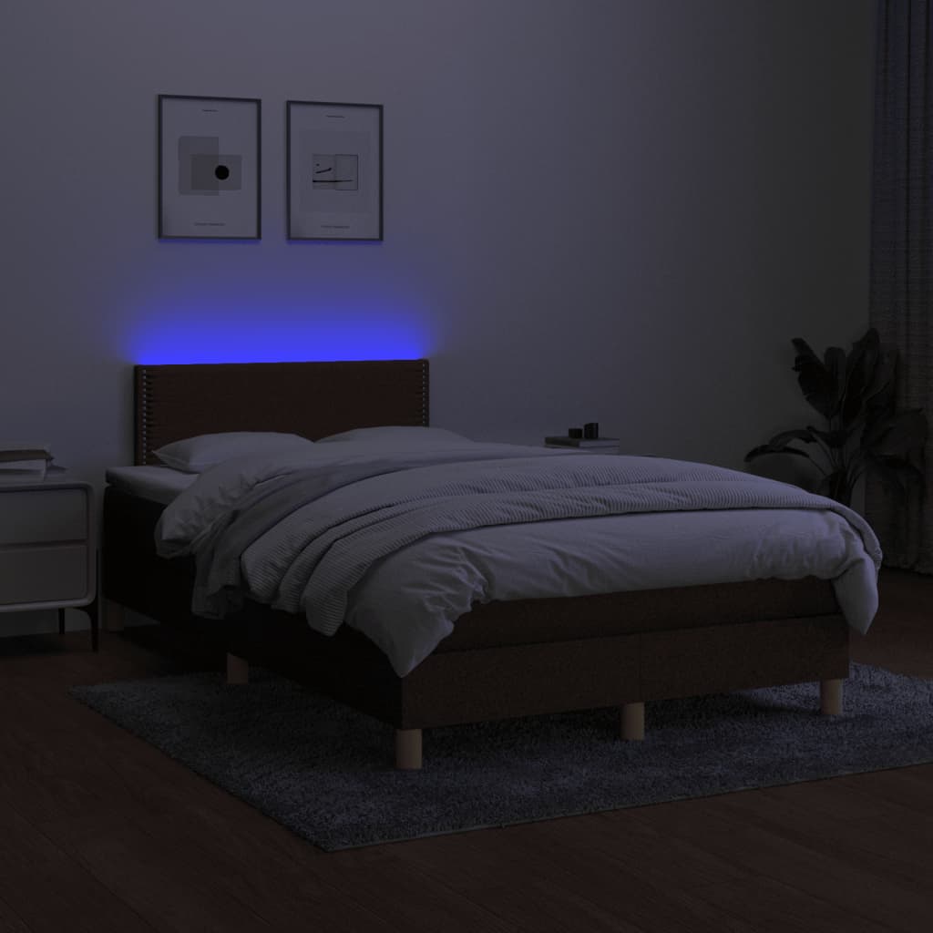Sommier à lattes de lit matelas et LED marron foncé 120x190 cm - XIOS