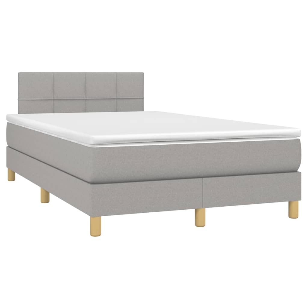 Sommier à lattes de lit matelas LED gris clair 120x190 cm tissu - XIOS