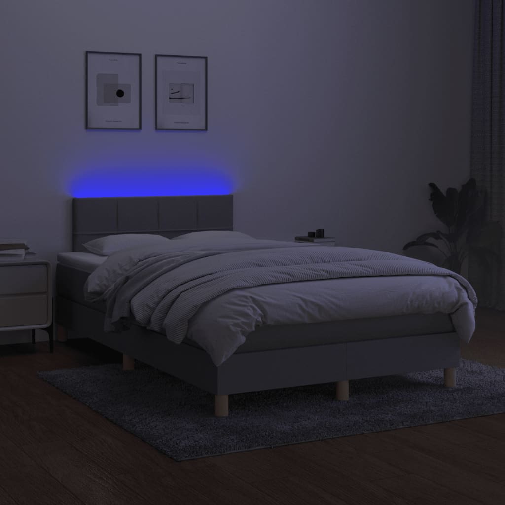 Sommier à lattes de lit matelas LED gris clair 120x190 cm tissu - XIOS
