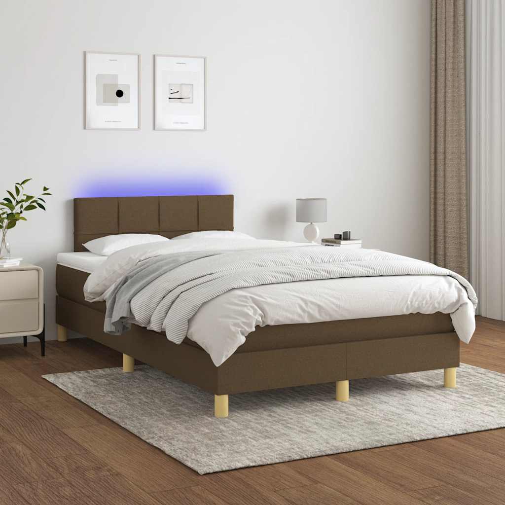 Sommier à lattes de lit matelas et LED marron foncé 120x190 cm - XIOS