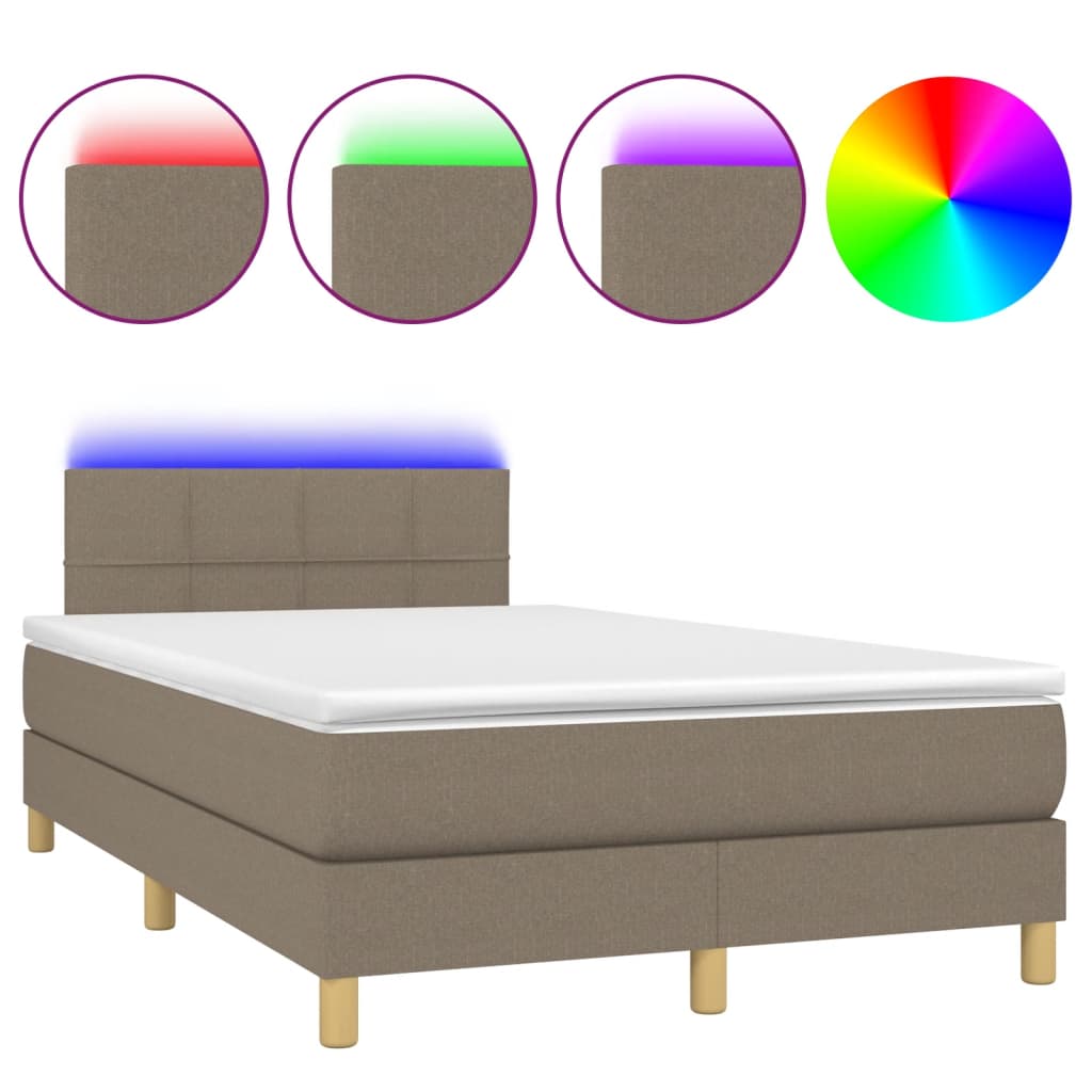Sommier à lattes de lit matelas et LED taupe 120x190 cm tissu - XIOS