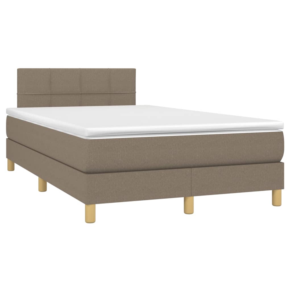 Sommier à lattes de lit matelas et LED taupe 120x190 cm tissu - XIOS