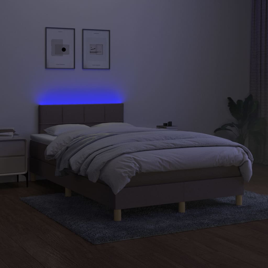 Sommier à lattes de lit matelas et LED taupe 120x190 cm tissu - XIOS