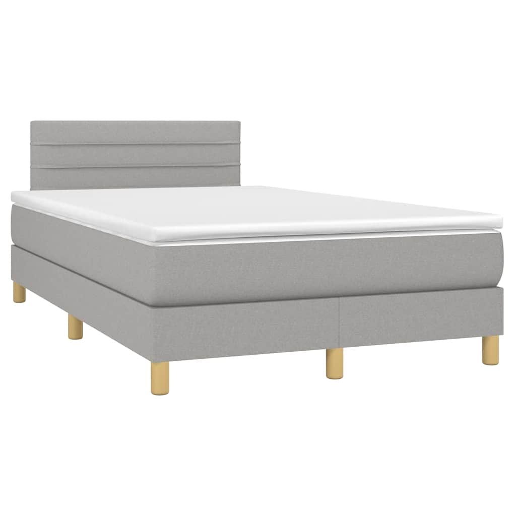 Sommier à lattes de lit matelas LED gris clair 120x190 cm tissu - XIOS