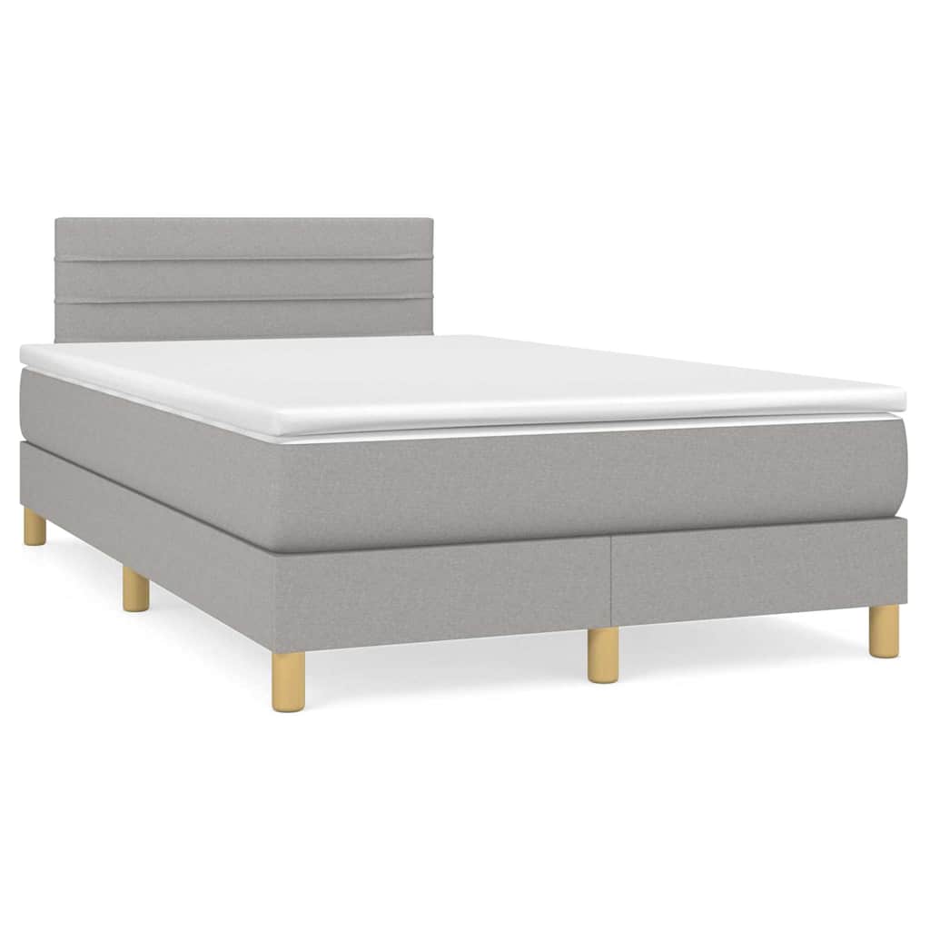 Sommier à lattes de lit matelas LED gris clair 120x190 cm tissu - XIOS