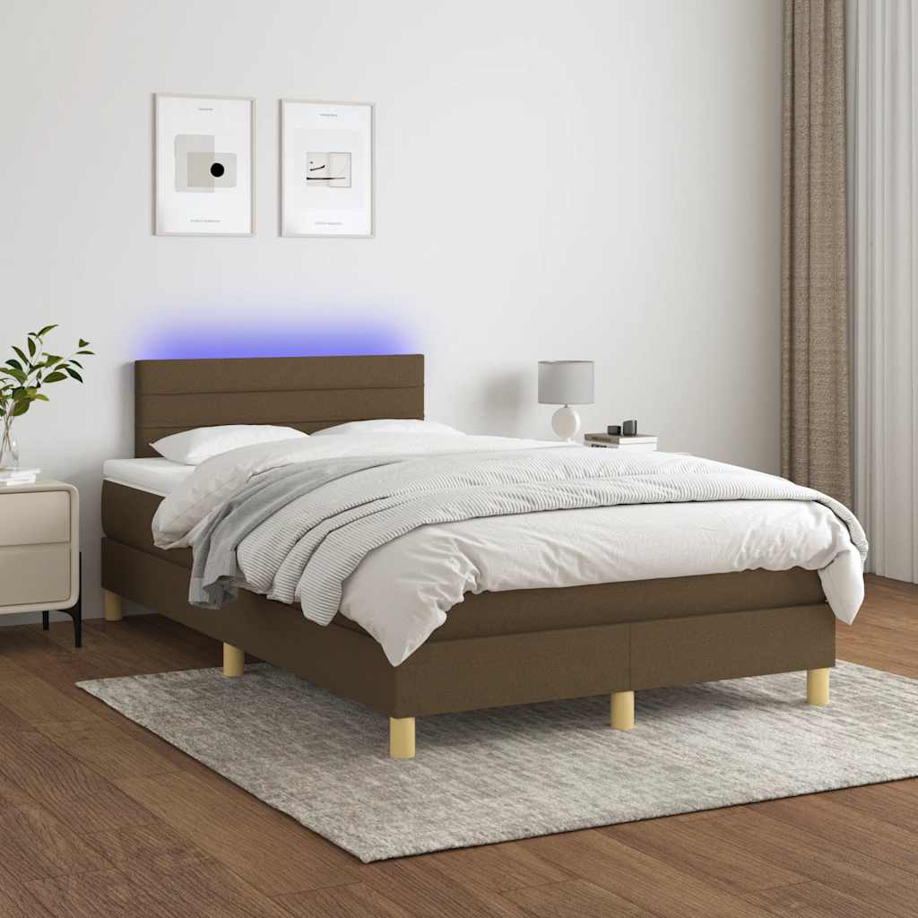 Sommier à lattes de lit matelas et LED marron foncé 120x190 cm - XIOS