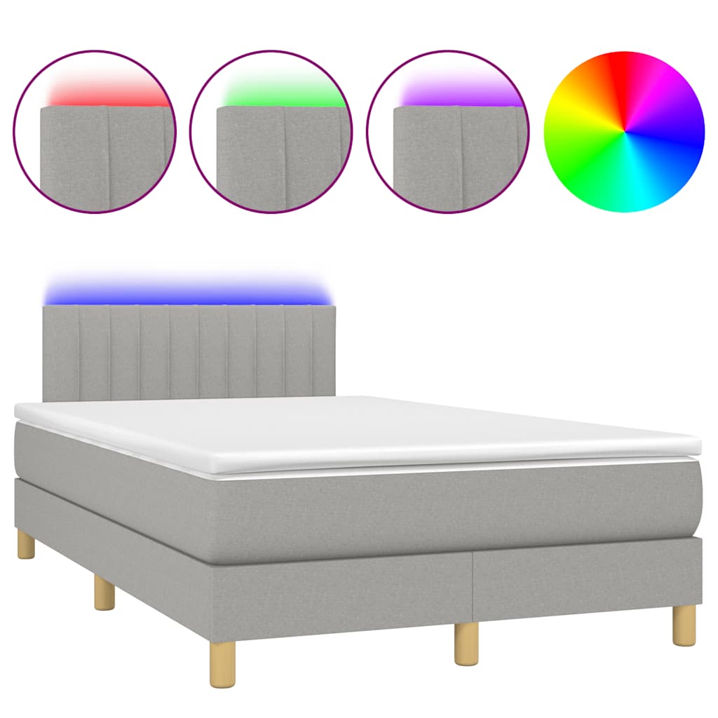 Sommier à lattes de lit matelas LED gris clair 120x190 cm tissu - XIOS