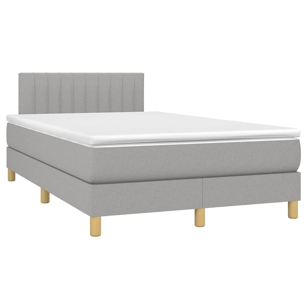 Sommier à lattes de lit matelas LED gris clair 120x190 cm tissu - XIOS