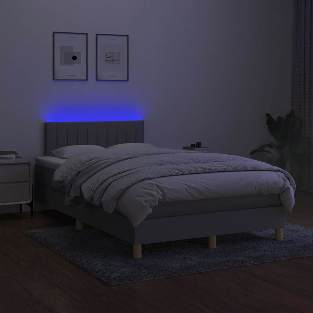 Sommier à lattes de lit matelas LED gris clair 120x190 cm tissu - XIOS