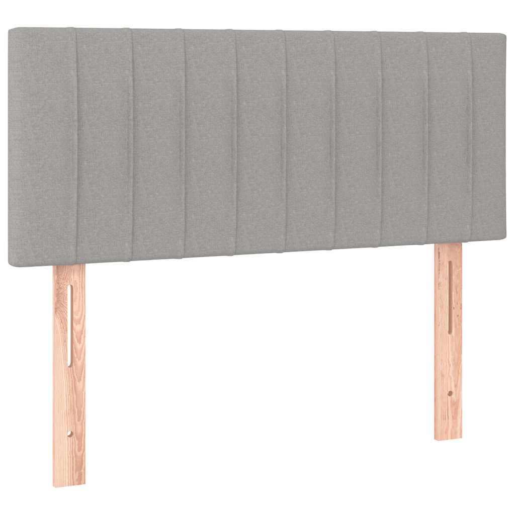 Sommier à lattes de lit matelas LED gris clair 120x190 cm tissu - XIOS