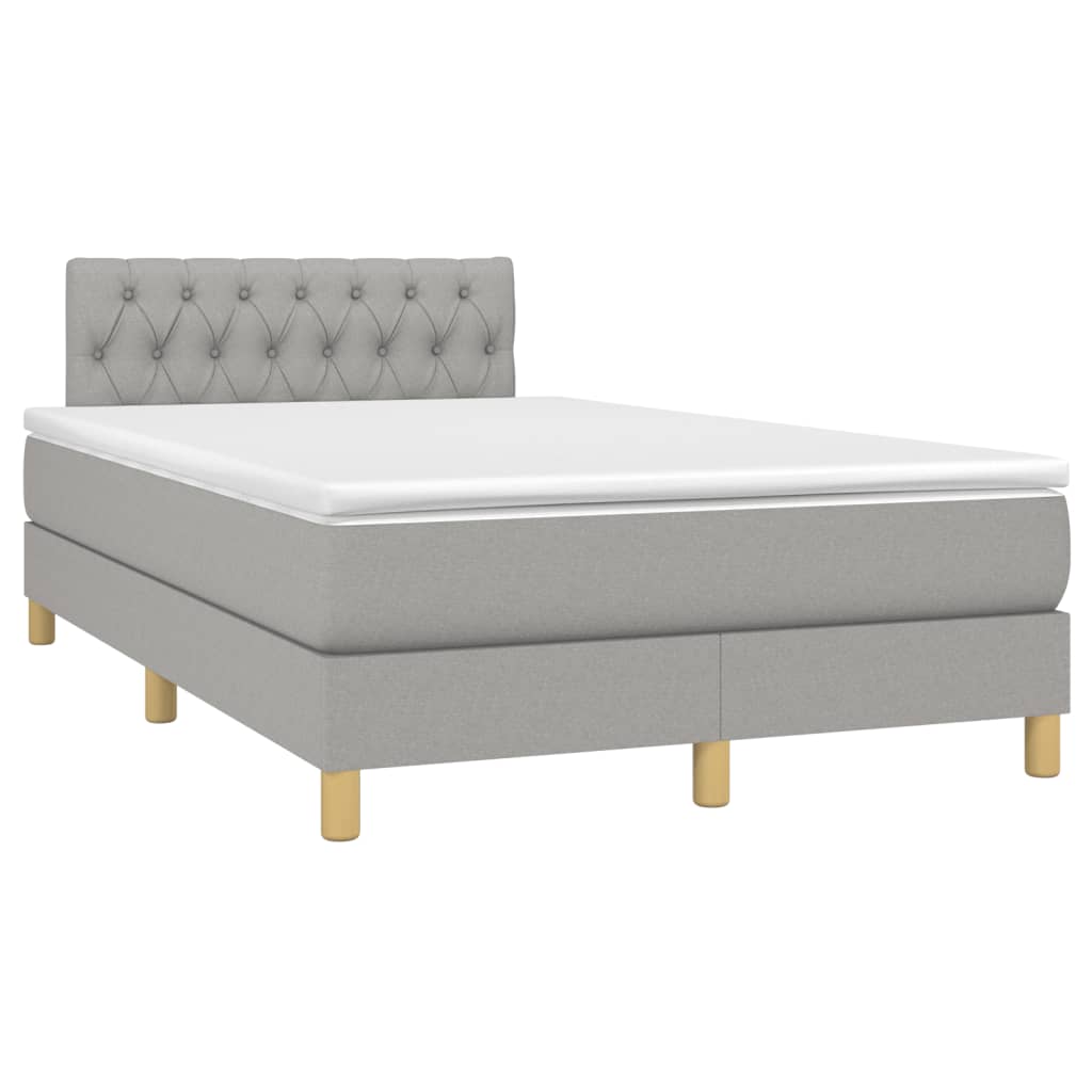 Sommier à lattes de lit matelas LED gris clair 120x190 cm tissu - XIOS