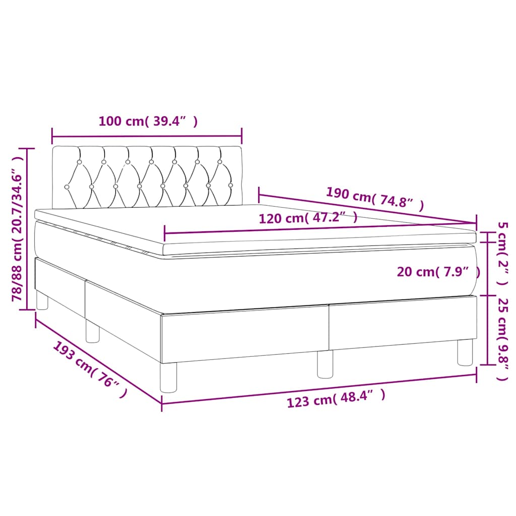 Sommier à lattes de lit matelas et LED noir 120x190 cm tissu - XIOS
