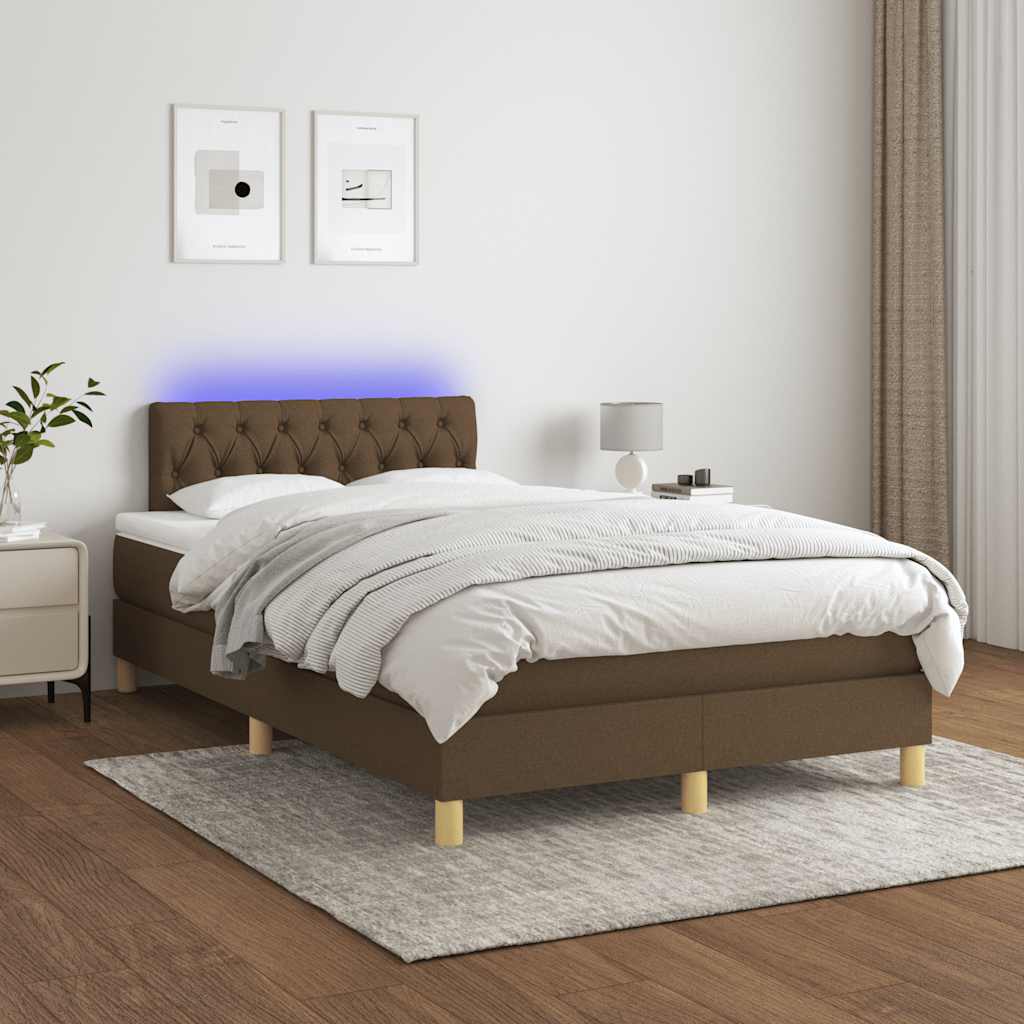 Sommier à lattes de lit matelas et LED marron foncé 120x190 cm - XIOS